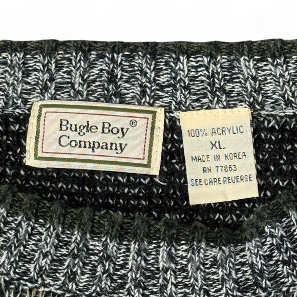 Bugle Boy Vintage Sweater Geo Stripe Y2K 80s 90s Grunge Grandpa Cabincore XL - Picture 2 of 7